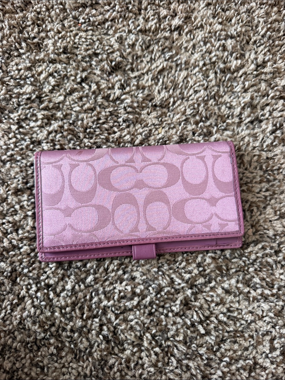 Coach Pink Signature Accordion Card Holder Wallet